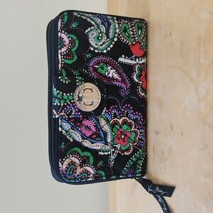 Vera Bradley Black Paisley Turn-Lock Wallet Clutch